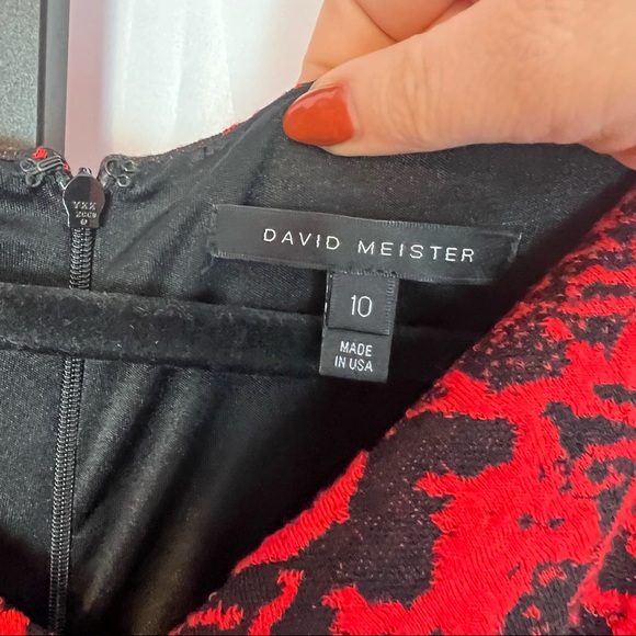 David Meister Red and Black Cowl Neck Knit Dress, size 10 - Picture 2 of 7